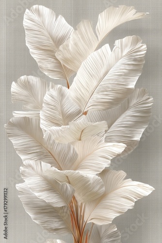 Elegant White Leaves Arrangement on Soft Background for Minimalist Design