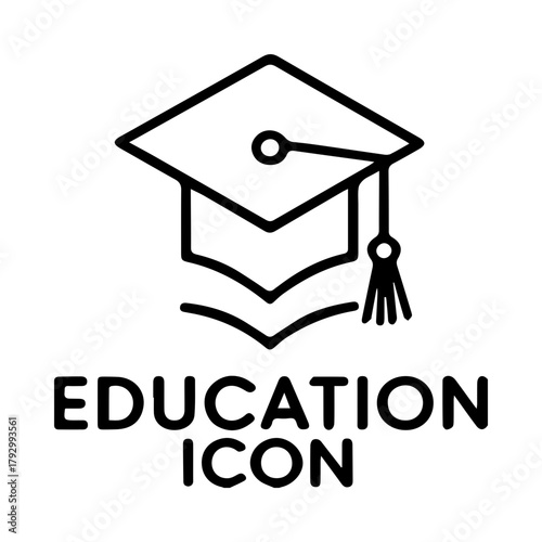 Elegant Graduation Cap Icon Symbolizing Academic Achievement and Educational Success, Perfect for University, College, or High School Related Designs