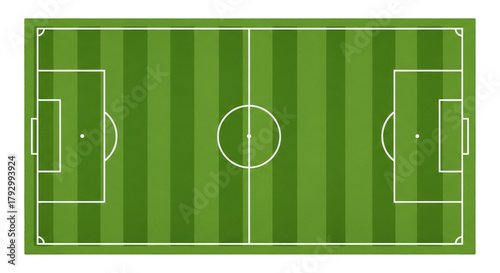 Soccer field aerial view green grass sport stadium design on transparent background