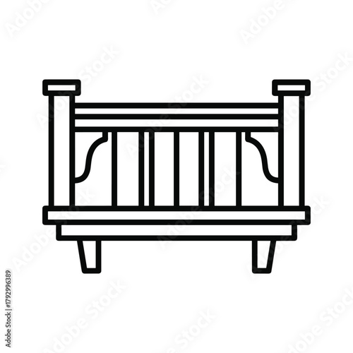 Simple line drawing of a wooden park bench
