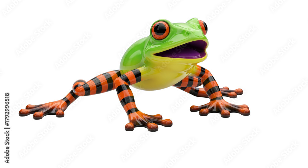 Fototapeta premium Colorful frog amphibian animal pet wildlife zoo nature macro on transparent background