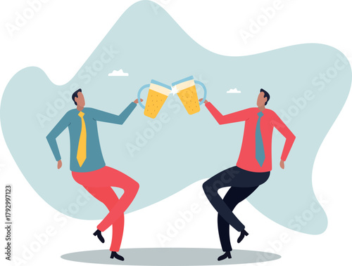 Friends drinking beer together. Beautiful glasses and a popular alcoholic drink.