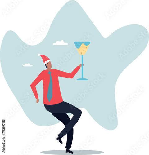 Manager with a glass of champagne. New Year's corporate party concept.