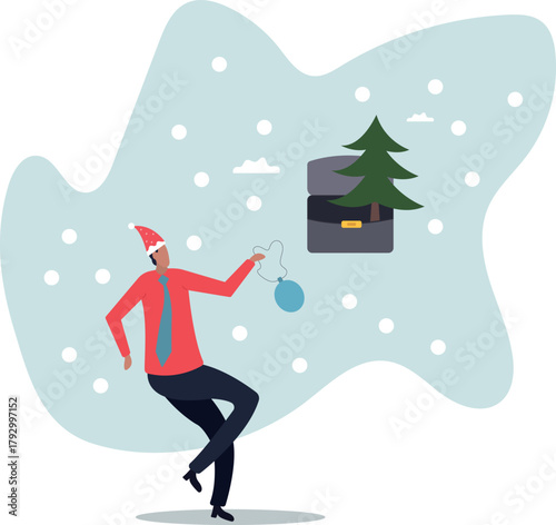 concept of winter holidays and sales of Christmas trees and decorations.