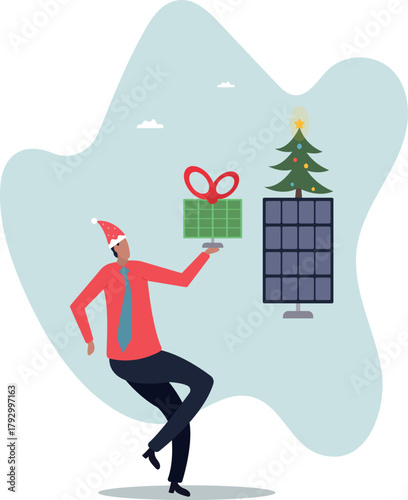 New Year's sale on solar panels. Winter discount concept.