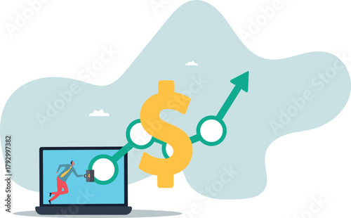 Revenue growth or investment profit increase, earning or wealth accumulate, growing income, financial analysis.about a man and his life.