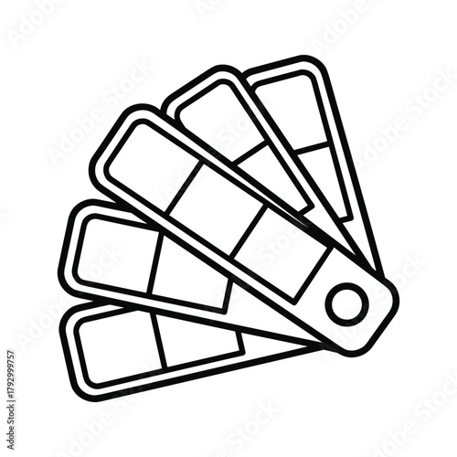 Line art icon of a fan of color swatches