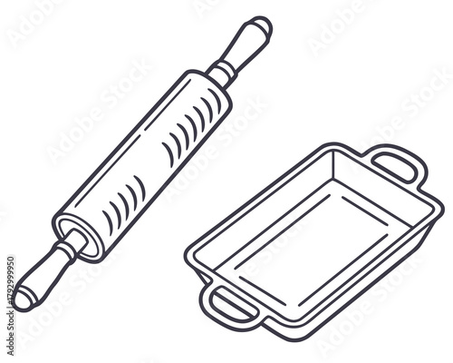 Rolling pin and baking pan for baking needs