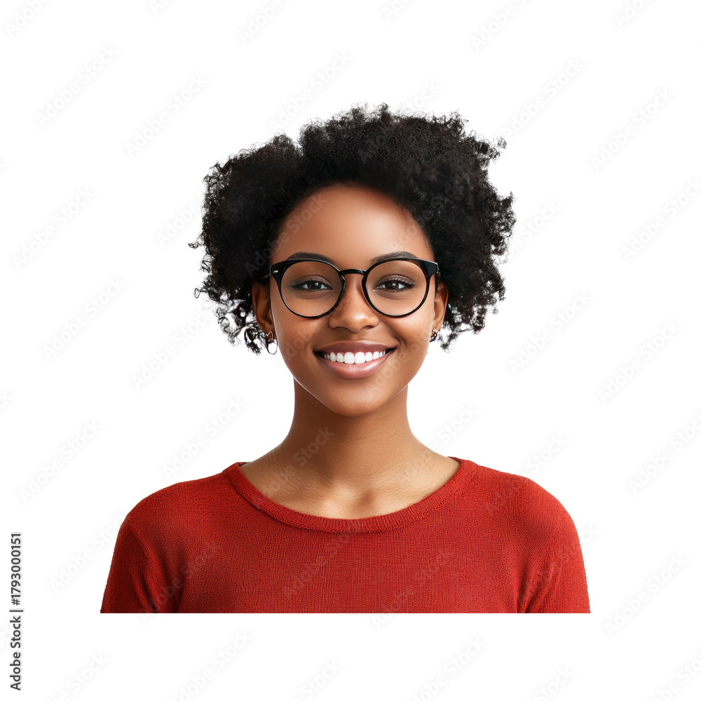 Fototapeta premium Smiling woman with glasses and red shirt