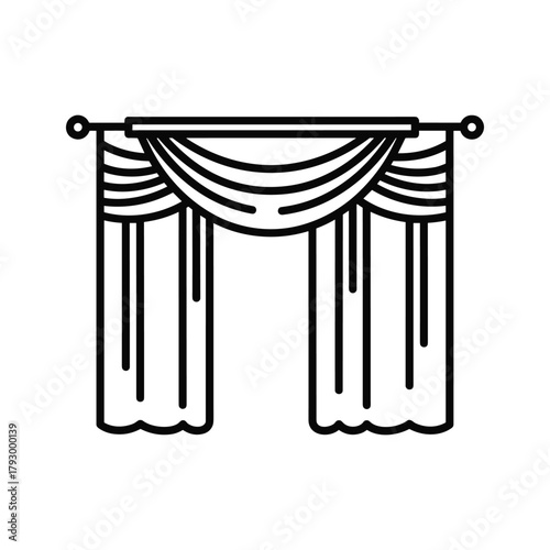 Drapery with swag valance and curtains