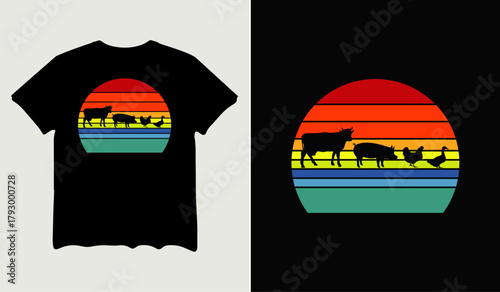 Cow pig chicken duck retro style t-shirt design for t-shirt quotes or poster svg printable cut file