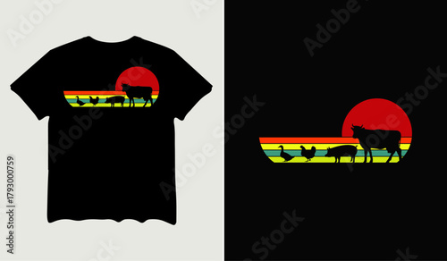 Cow pig chicken duck retro style t-shirt design for t-shirt quotes or poster svg printable cut file