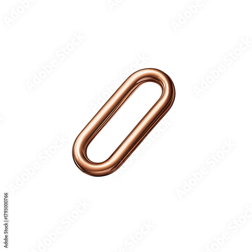 Copper metal ring oval link isolated on black