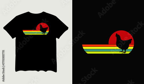 Farm chicken retro style t-shirt design for t-shirt quotes or poster svg printable cut file