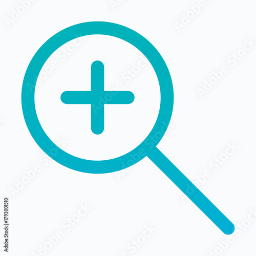 Zoom In Magnifying Glass Plus Symbol Isolated Lineal Gradient Vector Icon.