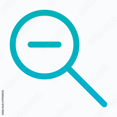 Zoom Out Magnifying Glass Minus Symbol Isolated Lineal Gradient Vector Icon.