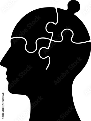 Mental health awareness silhouette with puzzle head design illustration