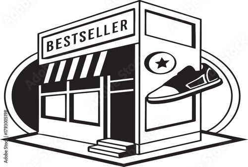Flat Style Bestseller Shop Icon – Silhouette Vector Symbol.





































