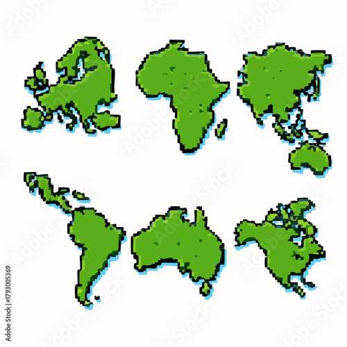 Pixel Art World Map Icons Set