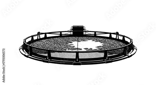 Algae covering fish farm on transparent background
