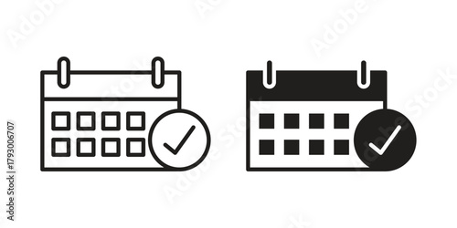 Calendar check icon in simple modern vector format. EPS icon pack