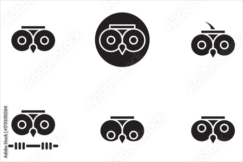 owl icon set, simple line vector, simple owl head logo design icon, owl logo vector,