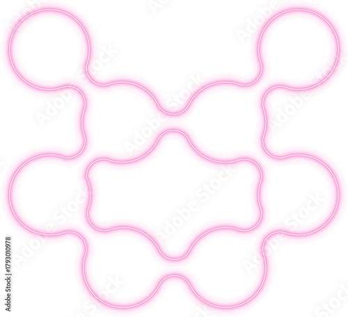 Hexagonal configuration of gradient neon circles forming a modular geometric unit.