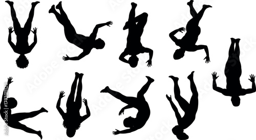 vector silhouettes of dancing people