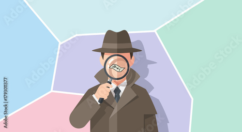 Detective Inspecting Evidence Crime Scene Investigation Illustration