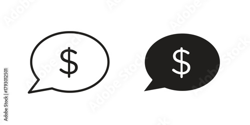 Comment dollar icon in simple modern vector format. EPS icon pack