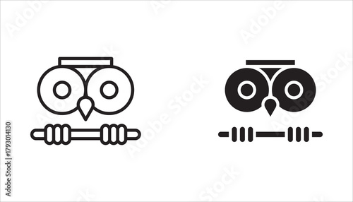 owl icon set, simple line vector, simple owl head logo design icon, owl logo vector,