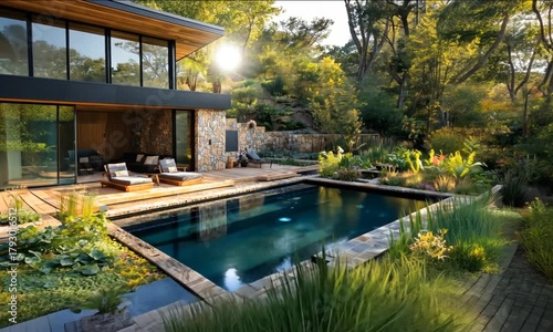 Forest Retreat – Poolside Frame from Modern Nature-Integrated Architecture Video