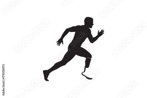 Silhouette of a runner with a prosthetic leg running