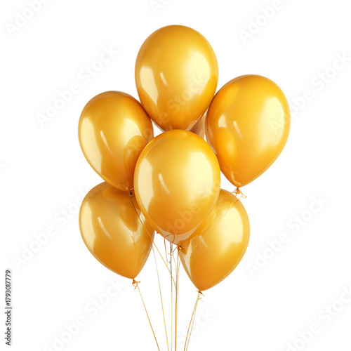 Golden party balloons isolated birthday celebration theme