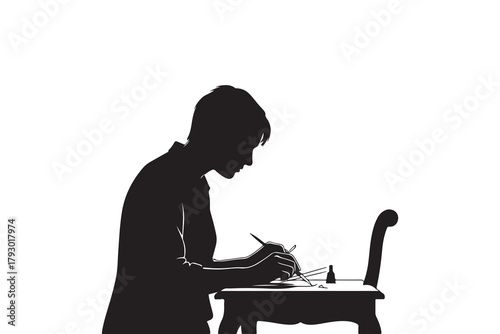 Silhouette of Person Rolling Dough with Rolling Pin