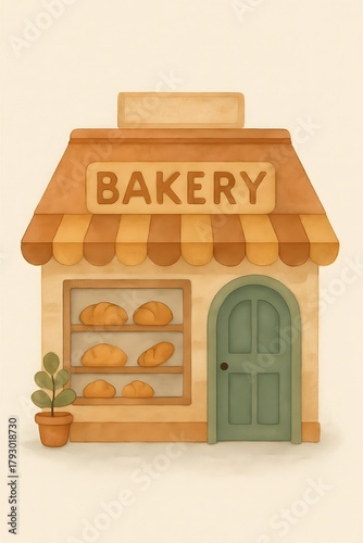 cute bakery house illustration