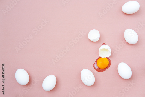 Eggs on a pink background.