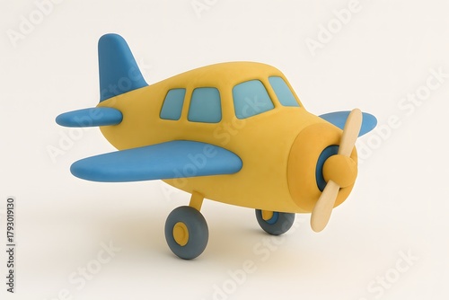 Clay Model Airplane in Yellow and Blue