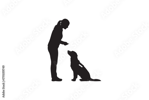 Woman training a dog silhouette dog training obedience