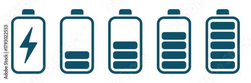 Battery level indicators showing different states of charge