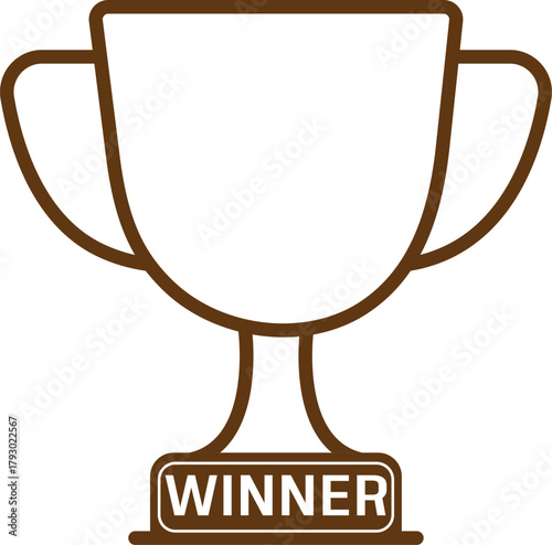 Winner Trophy line art vector.
