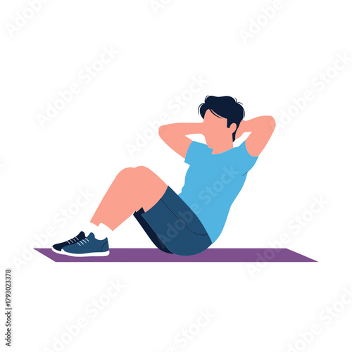 Man Doing SitUps on a Yoga Mat for Core Strength.