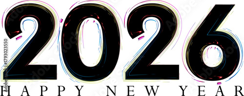 Exciting New Year 2026 illustration in a modern artistic style