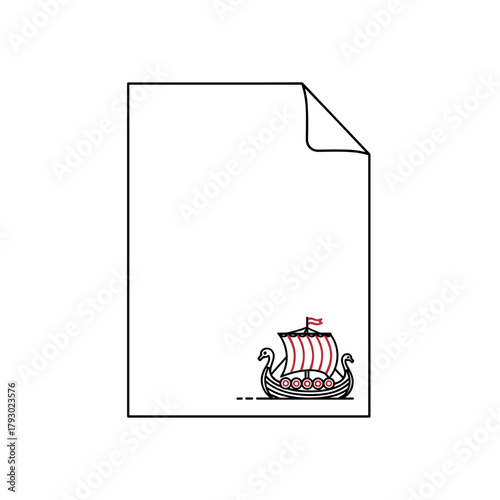 Document paper with longship watermark in minimalist style  