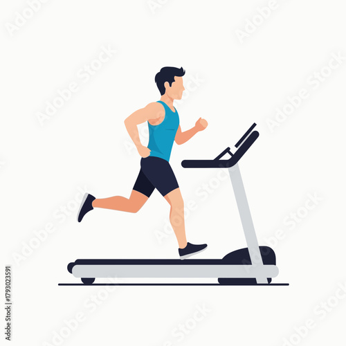 Man Running on Treadmill for Fitness and Exercise.