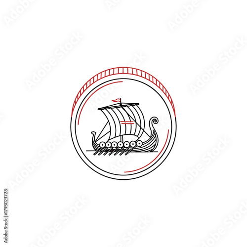 Coin with a longship engraving representing Viking culture  