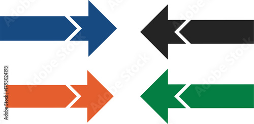 Four Directional Arrows Pointing in Different Color Variations
