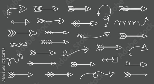 Variant doodle line arrow vector icon. Arrow elements outline design