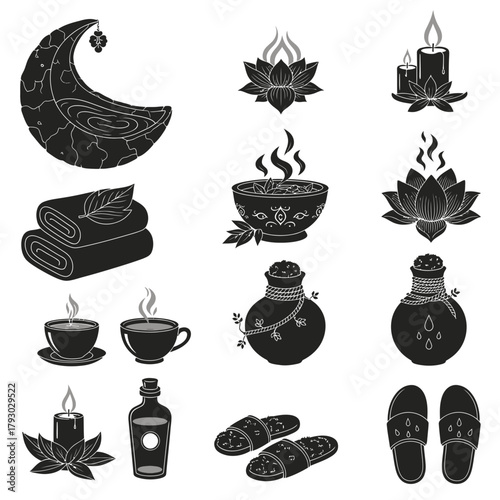 “Witchy Ritual Vector Set – Hand Drawn Spiritual Tea, Candles, Crystals, and Moon Elements”

