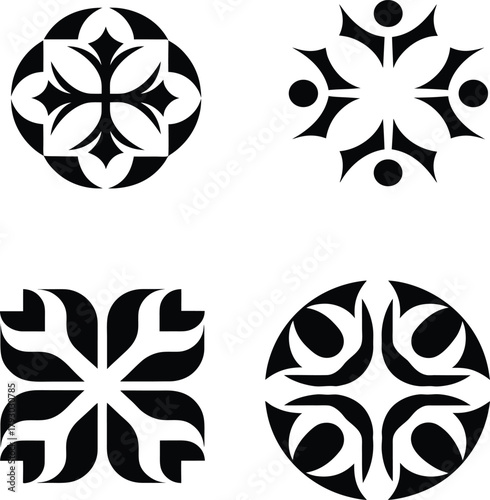 set of black and white icons